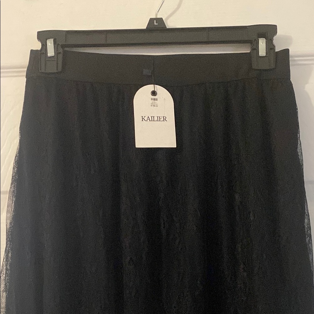 NEW Black Lace Midi Skirt